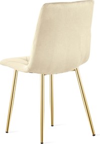 Jasnobeżowe aksamitne krzesło do jadalni LIBRA ze złotymi nogami