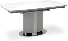 DANCAN stół rozkładany 160-200/90/76, ceramika biały marmur,odcienie szarości, czarny, jedna noga