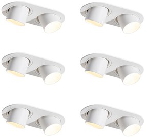 Set van 6 inbouwspots wit GU10 35mm kantelbaar 2-lichts - Installa Oswietlenie wewnetrzne