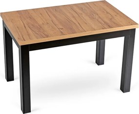 Zestaw Stół Rozkładany SKUBI 120-160 cm Dąb Craft/Czarny i 4 Krzesła Tapicerowane CHRIS Beżowe Nowoczesne