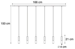 Modern railsysteem zwart met 6 hanglampen goud met amber glas 1-fase - Slimline Loyce Nowoczesny Oswietlenie wewnetrzne