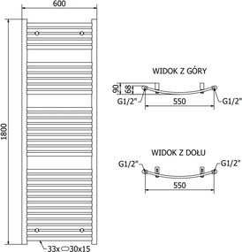 Mexen Helios grzejnik łazienkowy 1800 x 600 mm, 990 W, biały - W103-1800-600-00-20