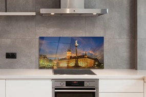 Panel szklany do Kuchni Warszawska Starówka o Zachodzie Słońca