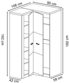 Garderoba narożna kraft biały - Dagna
