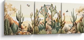 Obraz - Pustynia, akwarela (z zegarem) (90x30 cm)