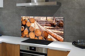 Szklany Panel Składowisko Drewnianych Bali