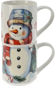2-częściowy zestaw kubków Bałwan, 265 ml,porcelana