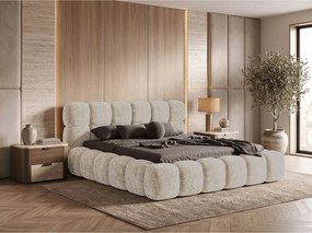 BESILIO Łóżko z grubej pianki 160x200 szenil Tokyo - łóżko z pojemnikiem i stelażem - beżowy