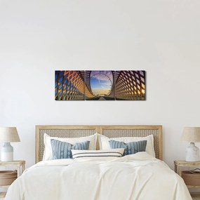 Obraz nowoczesnej architektury mostowej (z zegarem) (90x30 cm)