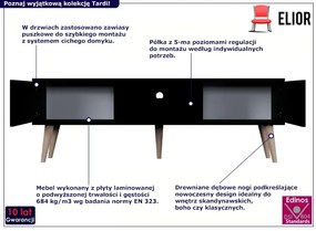 Czarna szafka RTV na nóżkach - Tardi 5X 160 cm