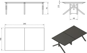 Stół konferencyjny w stylu industrialnym Mars Workstation 4 240x140 cm