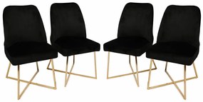 Zestaw krzeseł do jadalni Madrid Black and Gold, 4 szt., 4 szt.