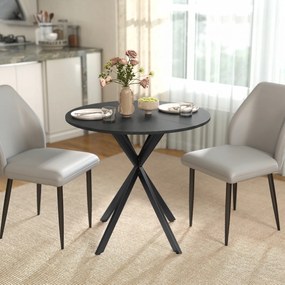 HOMCOM Okrągły stół kuchenny, 80 cm, kompaktowy blat, płyta wiórowa, metal, czarny | Aosom PL