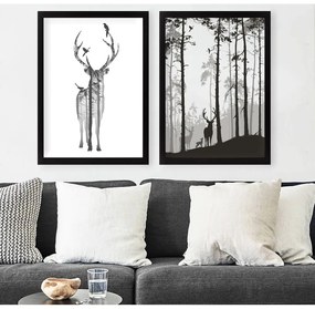 Obrazy zestaw 2 szt. 34x44 cm Deer – Wallity