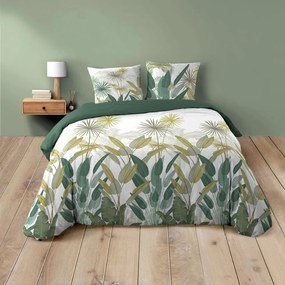 Biało-zielona bawełniana pościel dwuosobowa 240x220 cm Otika – douceur d'intérieur