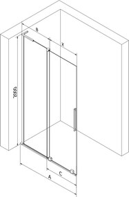 Mexen Velar L ścianka prysznicowa rozsuwana Walk-in 90 x 200 cm, transparent 8 mm, czarna - 871-090-003-03-70