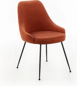 Nowoczesne krzesło tapicerowane "Alyssa" imitacja aksamitu w kolorze pomarańczowym, 49,5x48,5 cm, 80h