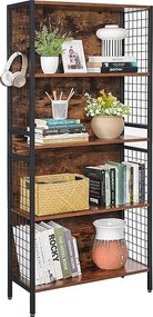 Valora LBC023B01 Regał na książki Rustykalny Brązowy Stalowy 4 Półki