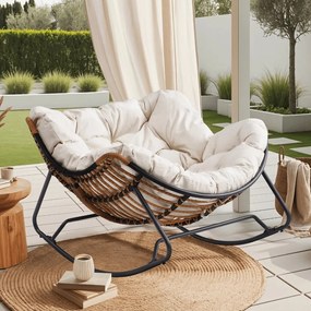 Bujany fotel ogrodowy z poduszką Elton, beżowy