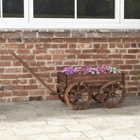 Outsunny Wózek na Kwiaty Drewniany Wypalany 120x41x54cm | Aosom PL