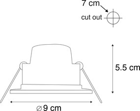 Zestaw 6 nowoczesnych reflektorów wpuszczanych czarnych z diodami LED z 3-stopniowym ściemnianiem IP65 - Blanca