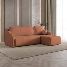 Masseno Narożnik MARELLO z funkcją spania i pojemnikiem na pościel Narozniki L, Rozkładana sofa - Miedziany, NEVE 52