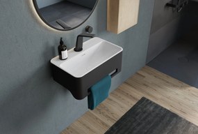 Umywalka ścienna NT8558 z odlewu mineralnegoWybór koloru, zestaw odpływowy, pokrywa odpływu - 50 x 31 x 20 cm