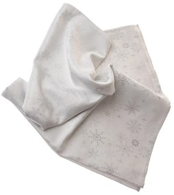 Świąteczny obrus wodoodporny Płatki śniegu srebrny, 140 x 140 cm
