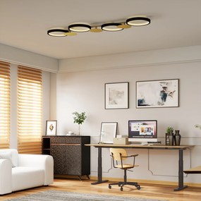 HOMCOM Lampa sufitowa LED 38W 1500LM 3000K-6500K lampa do salonu z 4 żarówkami pilot Czarny+Złoty