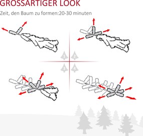 Choinka 1,8 m drzewko świąteczne 618 gałązek z diodami LED, jagody, PVC, zielony + biały | Aosom PL