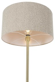 Mosiężna lampa podłogowa z abażurem boucle taupe 50 cm - SimploDesignerski Oswietlenie wewnetrzne