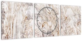 Obraz - Irysy (z zegarem) (90x30 cm)