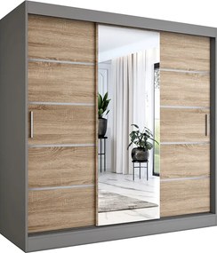 Szafa przesuwna 200 cm antracyt + dąb sonoma R7-K85