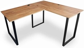 Loftowe biurko w kształcie litery L 90x180x60 dąb craft złoty P4-C70