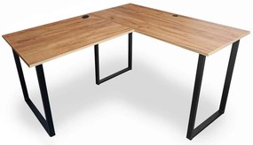 Loftowe biurko w kształcie litery L 90x180x60 dąb craft złoty - Verdot