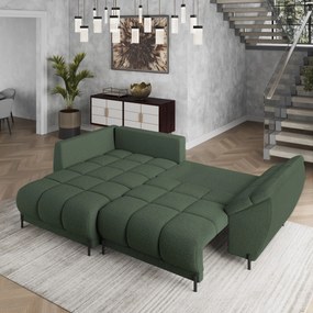Masseno Narożnik VESTANO  z funkcją spania i pojemnikiem na pościel Narozniki L, Rozkładana sofa - Zielony, QUELLE 37