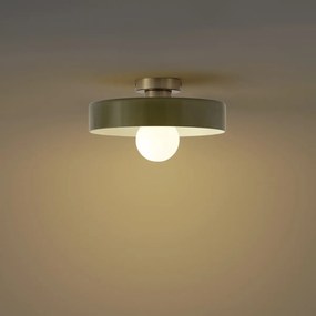 Retro lampa sufitowa brązowa z zielonym szkłem - Jina