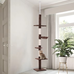 PawHut Drapak dla Kota z Regulowaną Wysokością Sizalowe Kolumny Brązowy | Aosom PL