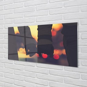 Szklany Panel Dłonie Zakochanych w Blasku Świateł