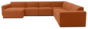 Pomarańczowa sztruksowa sofa modułowa w kształcie litery "U" Scandic Sting, lewostronna