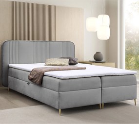Szare welurowe łóżko kontynentalne 4 rozmiary D3-M55