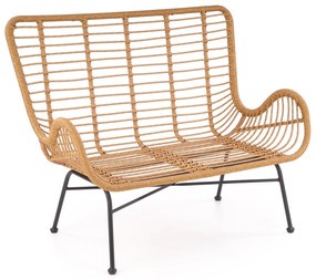IKARO XL sofa naturalny-popiel, rattan, tkanina, boho, skandynawski
