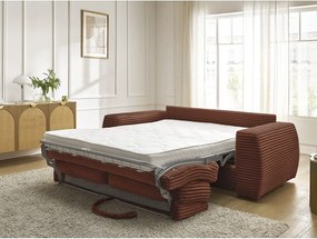 Pomarańczowa sztruksowa rozkładana sofa do spania 240 cm Hugo – Bobochic Paris