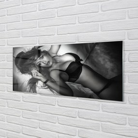 Panel szklany do Kuchni Portret Kobiety (Czarno-Biały)