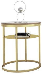 Okrągły stolik kawowy glamour dąb lancelot + złoty S1-T19
