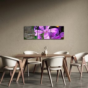 Obraz - kwiaty polne (z zegarem) (90x30 cm)