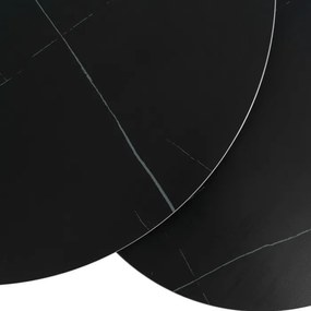 Zestaw Stolików Kawowych JERRY Czarny Marmur/Czarny do Salonu Nowoczesny