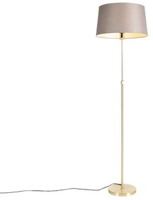 Lampa podłogowa złota/mosiężna z abażurem lnianym taupe 45 cm - ParteWiejski/ Rustykalny / Vintage Oswietlenie wewnetrzne