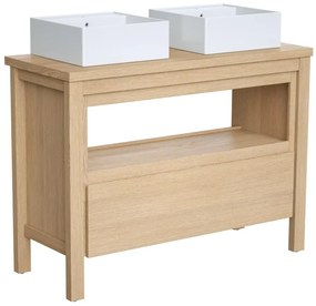 Szafka łazienkowa pod dwie umywalki stojące - Okleina dębowa - 120 cm - COSMOTI