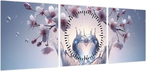 Obraz - Diamentowe serce (z zegarem) (90x30 cm)